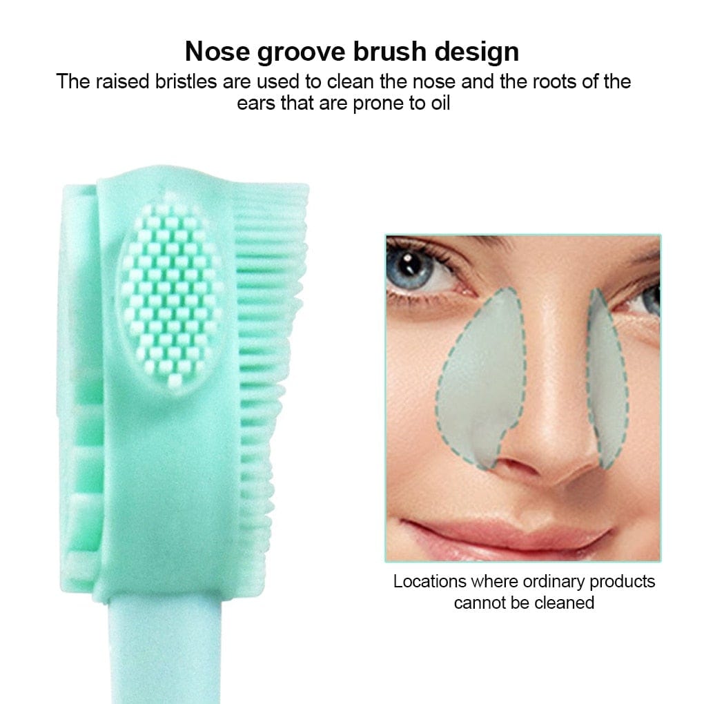 Double Side Silicone Facial Cleanser Brush Soft Hair Face Massage Washing Brush Blackhead Remover Portable Skin Care Tool - wirbe-welt.shop