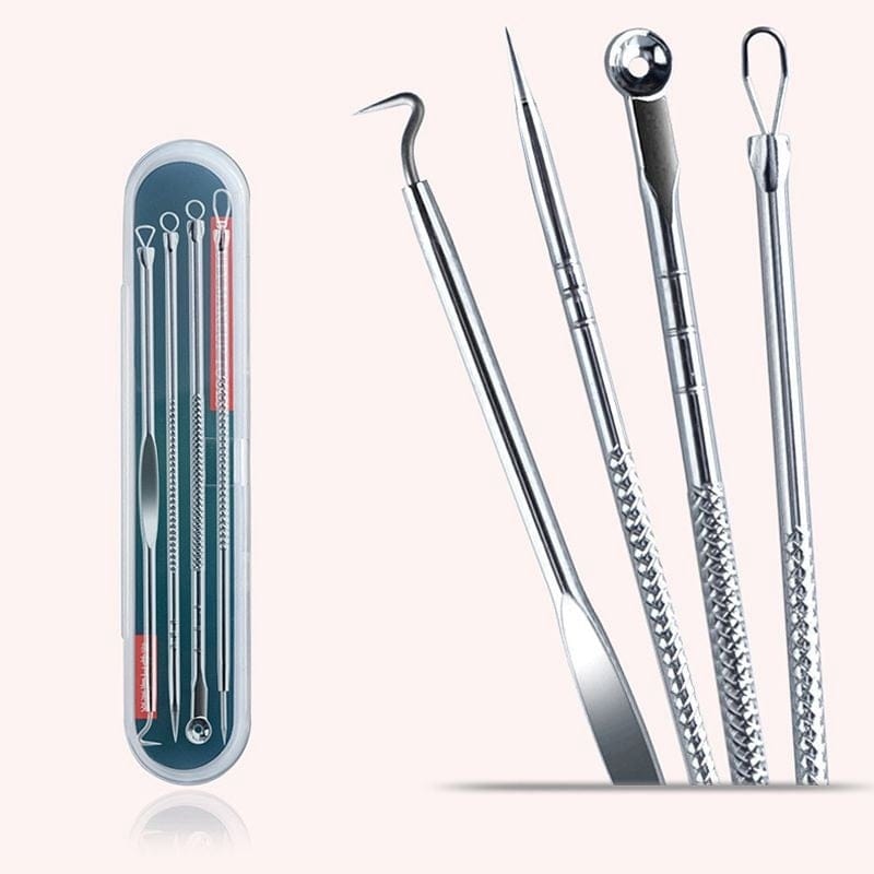 4 Pcs Stainless Steel Acne Removal Needles Pimple Blackhead Remover Tools Spoon Face Skin Care Tools Needles Facial Pore Cleaner - wirbe-welt.shop