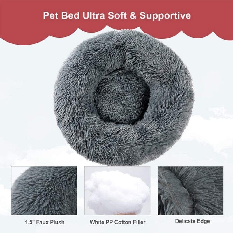 Round Dog Bed Cushion Soft Plush Cat Beds for Dog Cat Winter Warm Sleeping Pet Kennel Removable Dog Sofa Mat Large Dogs House - wirbe-welt.shop