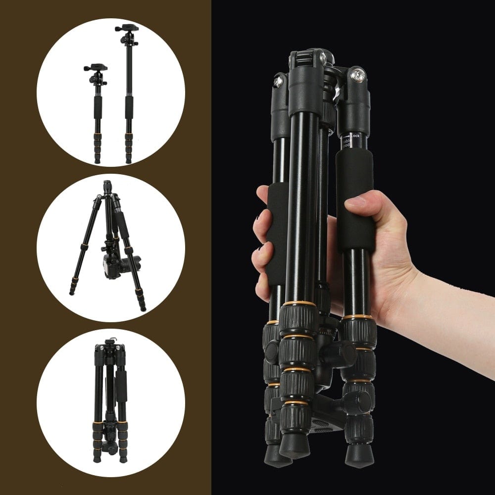 Q666 Lightweight Camera Tripod Stand Stativ trípode Portable Professional Aluminum Travel Monopod Ball Head Compact for DSLRs - wirbe-welt.shop