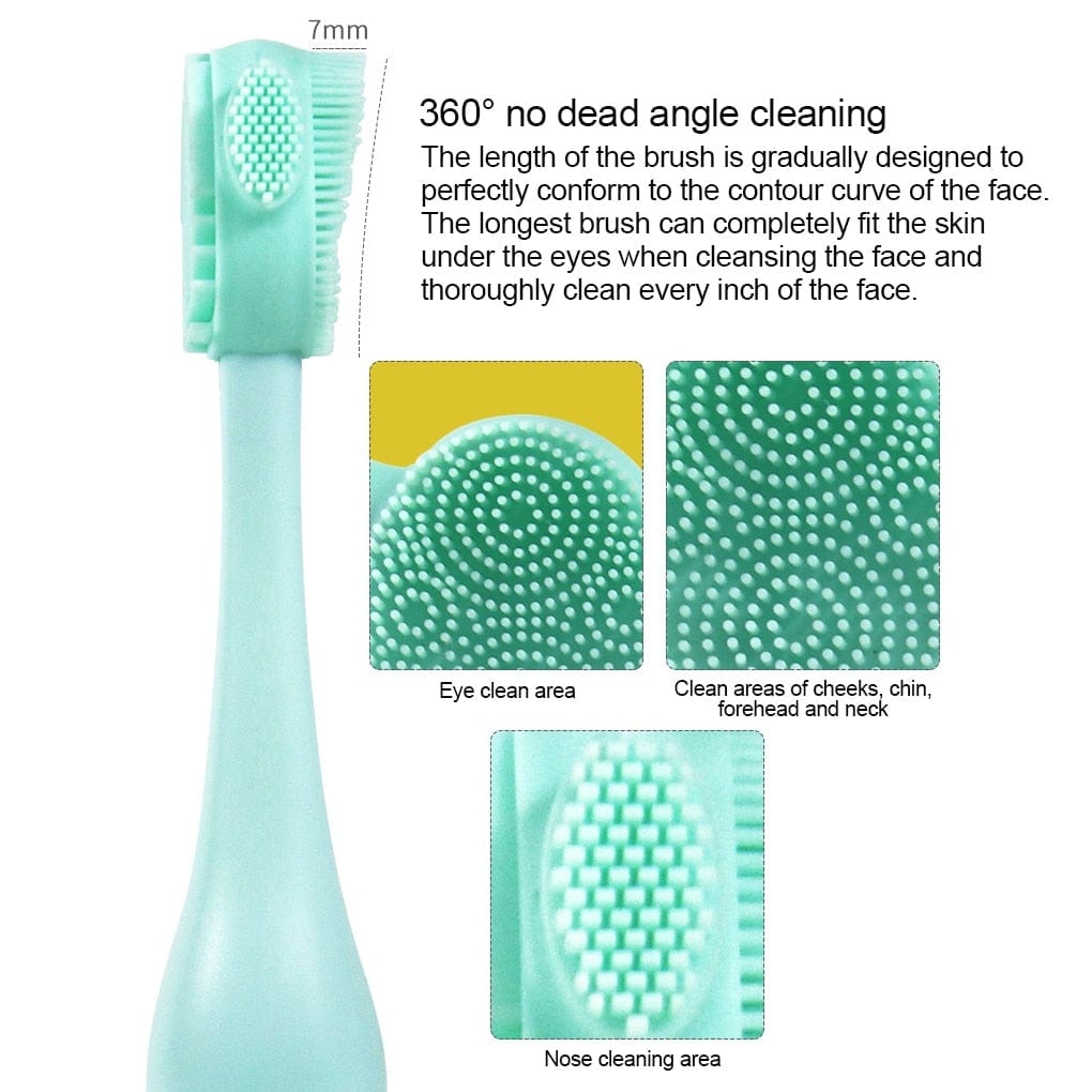 Double Side Silicone Facial Cleanser Brush Soft Hair Face Massage Washing Brush Blackhead Remover Portable Skin Care Tool - wirbe-welt.shop