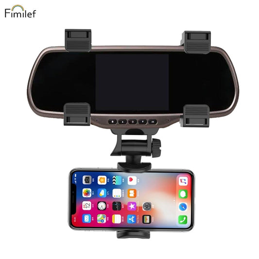 Fimilef Car Rearview Mirror Phone Holder Adjustable Phone Stand black Smartphone Car Holder for Phone Mobile Phone Accessories - wirbe-welt.shop