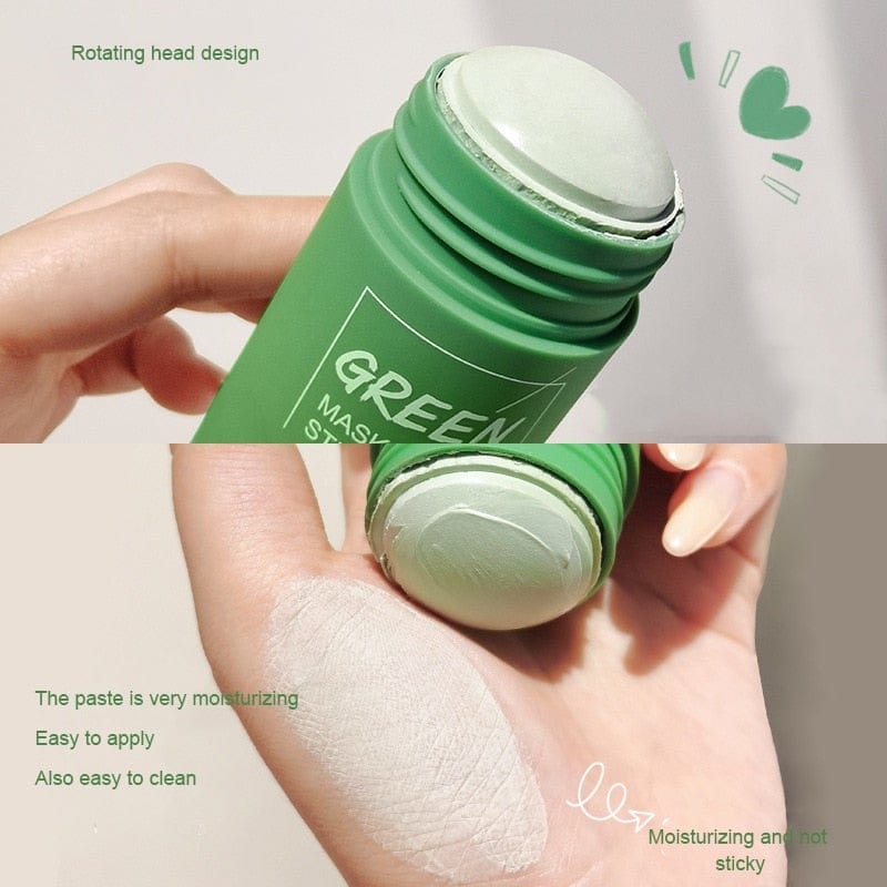 Green Tea Mask Solid Face Mask Stick Oil Control Moisturizing Cleaning Mask Acne Treatment Blackhead Remove Pores Purifying - wirbe-welt.shop