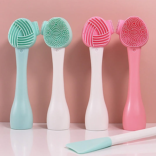 Double Side Silicone Facial Cleanser Brush Soft Hair Face Massage Washing Brush Blackhead Remover Portable Skin Care Tool - wirbe-welt.shop