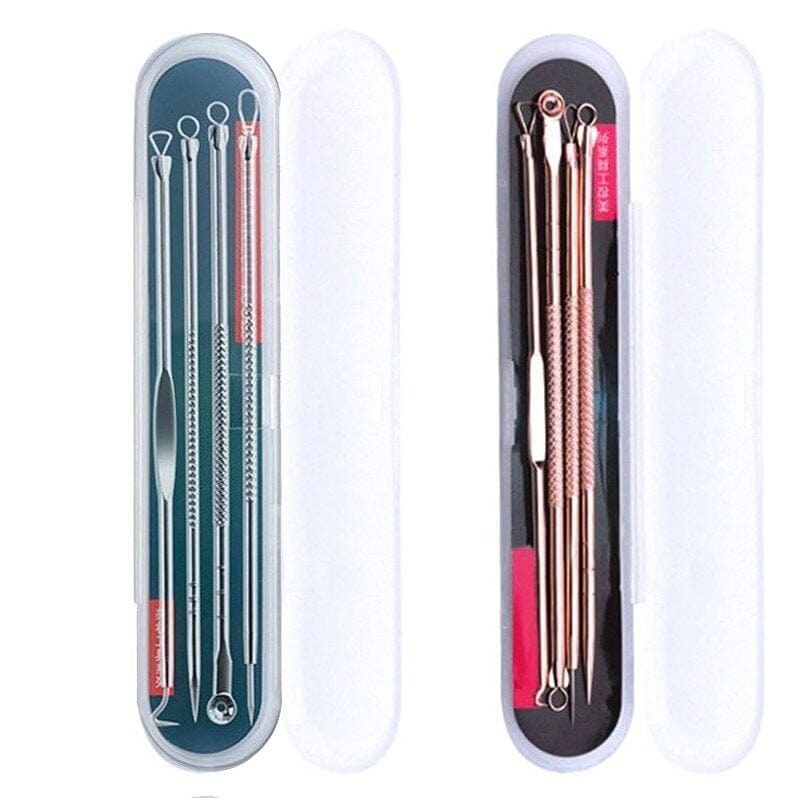 4 Pcs Stainless Steel Acne Removal Needles Pimple Blackhead Remover Tools Spoon Face Skin Care Tools Needles Facial Pore Cleaner - wirbe-welt.shop