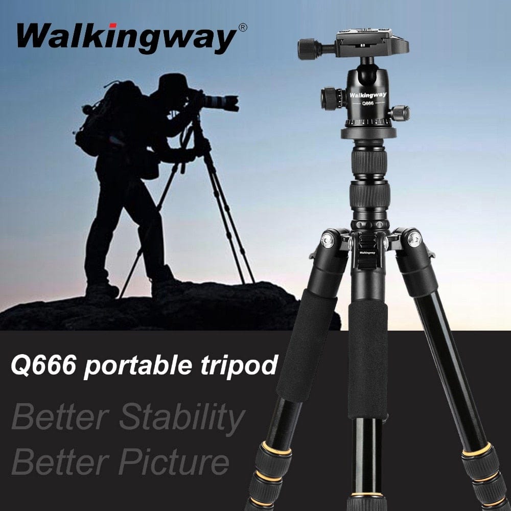 Q666 Lightweight Camera Tripod Stand Stativ trípode Portable Professional Aluminum Travel Monopod Ball Head Compact for DSLRs - wirbe-welt.shop