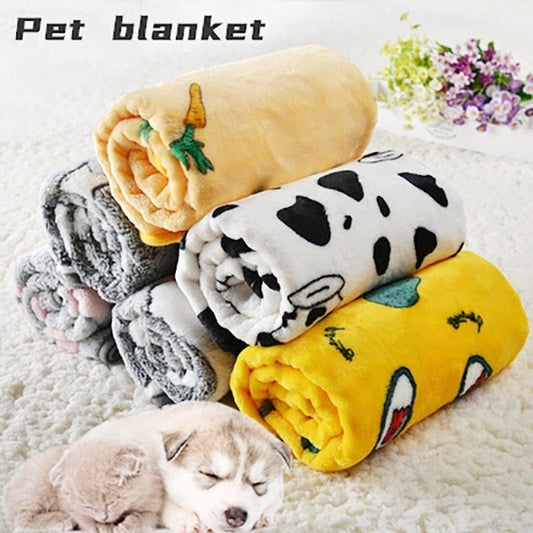 Soft flannel pet dog blanket cartoon print cat and dog bed sheet warm and comfortable pet blanket universal warm pet supplies - wirbe-welt.shop