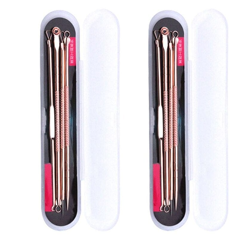 4 Pcs Stainless Steel Acne Removal Needles Pimple Blackhead Remover Tools Spoon Face Skin Care Tools Needles Facial Pore Cleaner - wirbe-welt.shop