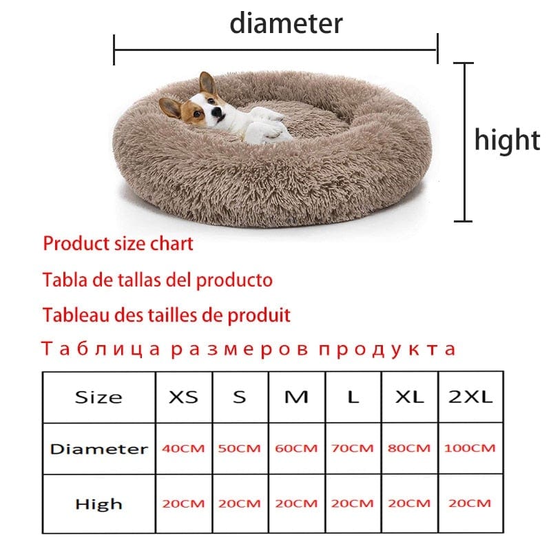 Long Plush Dog Bed Cushion Large Dogs Bed House Pet Round Cushion Bed Pet Kennel Super Soft Fluffy Comfortable for Cat Dog House - wirbe-welt.shop