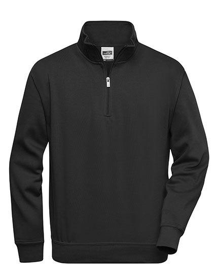 Herren Arbeitspullover- Workwear Half Zip Sweat- S Schwarz - wirbe-welt.shop