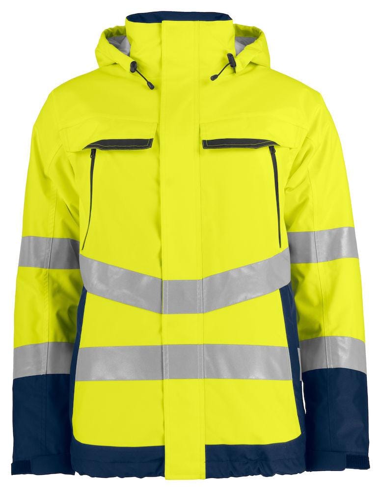Projob Herren Parka warm gefütterte Arbeitsjacke WASSER- UND WINDDICHTER WARNSCHUTZ EN ISO 20471 KLASSE 3 / EN ISO 343 - wirbe-welt.shop