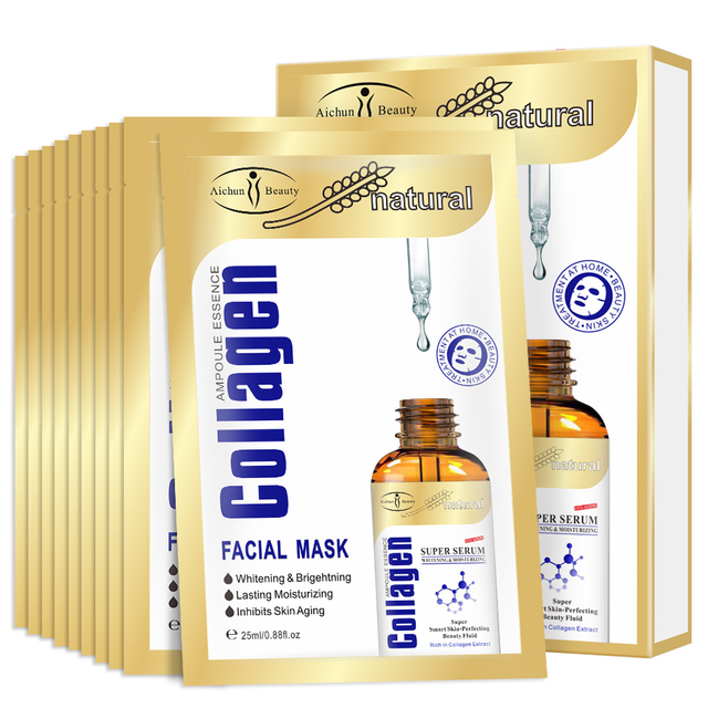 Feuchtigkeitsspendendes Hyaluronsäure-Kollagen-Gesichtsmaskenblatt Hydratation Hautpflege Anti-Aging-Blattmasken Erhellen Feste Maske für das Gesicht