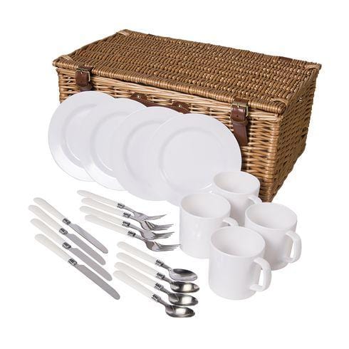 QualityTime Picknickkorb aus Weidenholz mit Picknickaccessoires für 4 Personen - wirbe-welt.shop