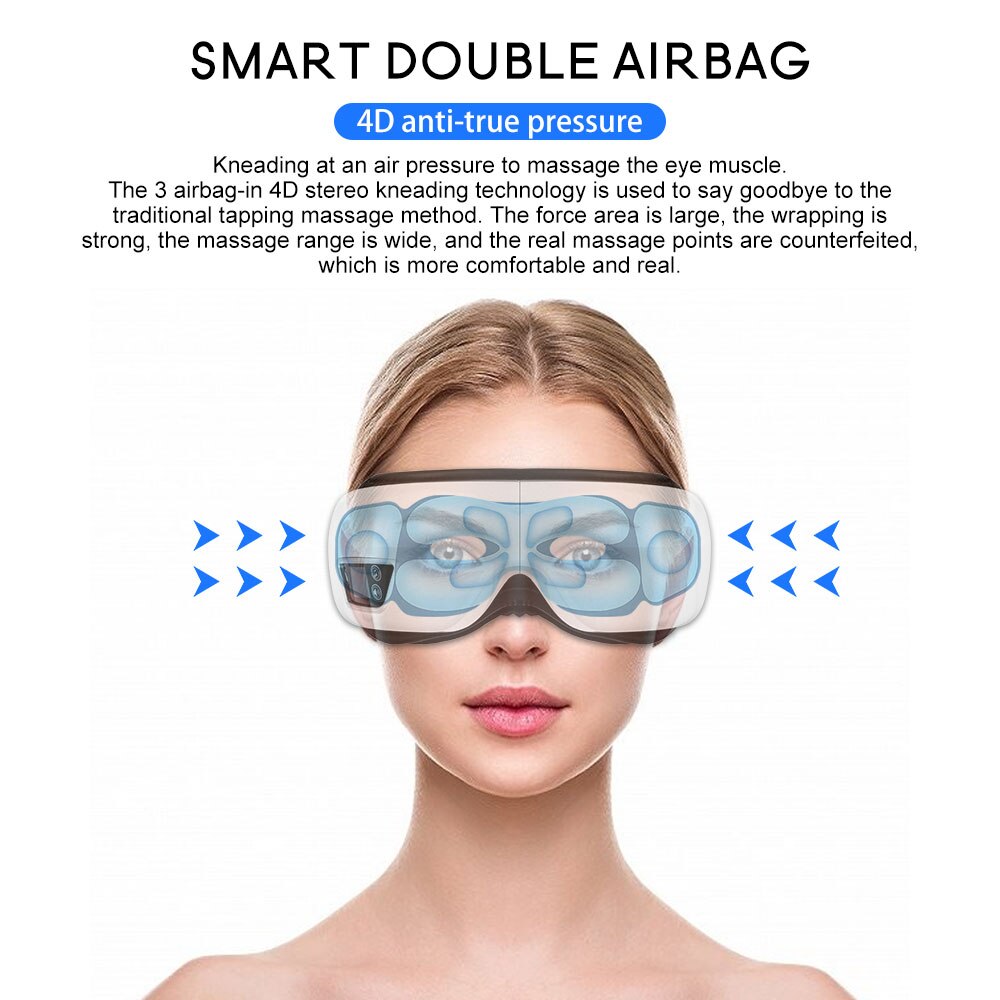 Augenmassagegerät 6D Smart Airbag Vibration Augenpflege Instrument Hot Compress Bluetooth Augenmassagebrille Ermüdungsbeutel & amp; Falten