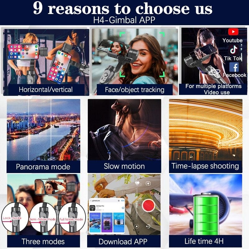 Orsda New F6 3-axis Gimbal Stabilizer Gopro Camera Stabilizer Shandheld Selfie Stick Tripod for Smartphone Connection Bluetooth - wirbe-welt.shop