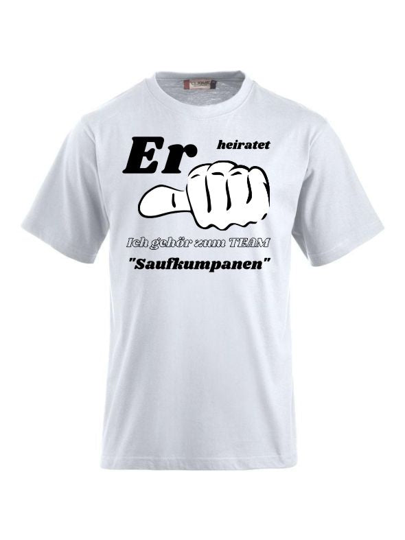 T-Shirts bedrucken Er heiratet ich gehör zum team