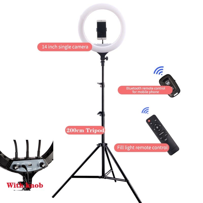 14" LED Ring Light Photographic Selfie Ring Lighting with Stand for Smartphone Youtube Makeup Video Studio Tripod Ring Light - wirbe-welt.shop