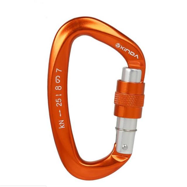 XINDA 25KN Mountaineering Caving Rock Climbing Carabiner D Shaped Safety Master Screw Lock Buckle Escalade Equipement - wirbe-welt.shop