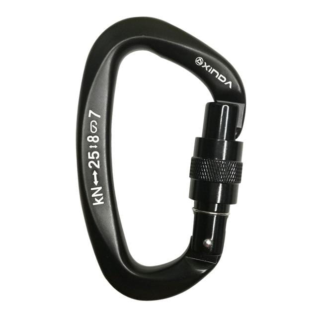 XINDA 25KN Mountaineering Caving Rock Climbing Carabiner D Shaped Safety Master Screw Lock Buckle Escalade Equipement - wirbe-welt.shop