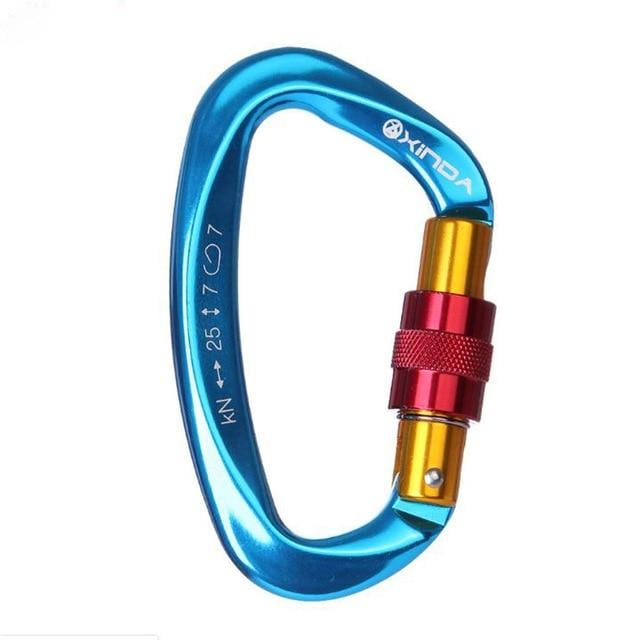 XINDA 25KN Mountaineering Caving Rock Climbing Carabiner D Shaped Safety Master Screw Lock Buckle Escalade Equipement - wirbe-welt.shop