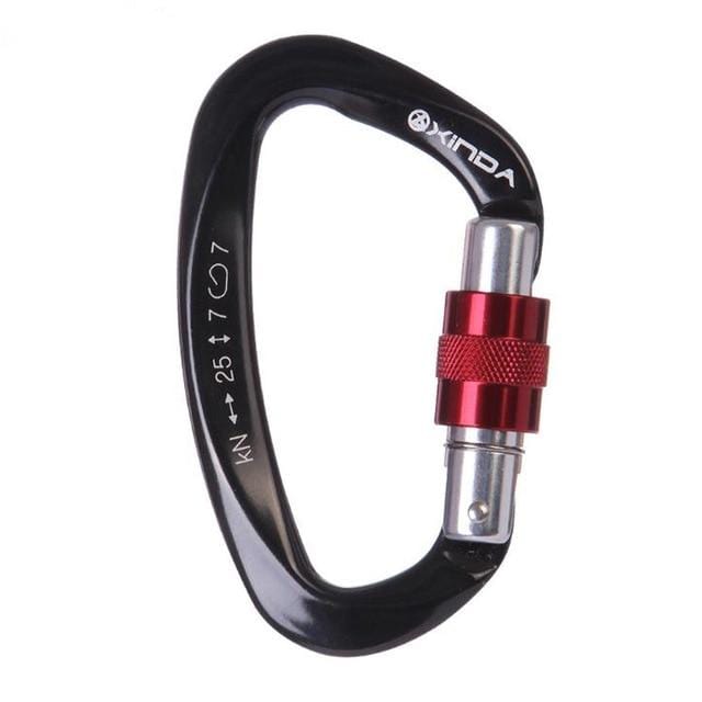 XINDA 25KN Mountaineering Caving Rock Climbing Carabiner D Shaped Safety Master Screw Lock Buckle Escalade Equipement - wirbe-welt.shop