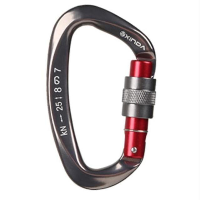 XINDA 25KN Mountaineering Caving Rock Climbing Carabiner D Shaped Safety Master Screw Lock Buckle Escalade Equipement - wirbe-welt.shop