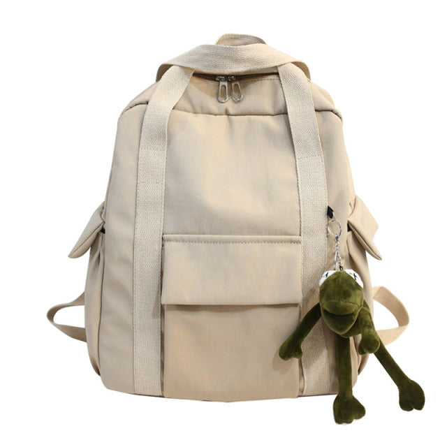 HOCODO New Solid Color Women'S Waterproof Nylon Backpack Simple School Bag For Teenage Girl Shoulder Travel Bag School Backpack