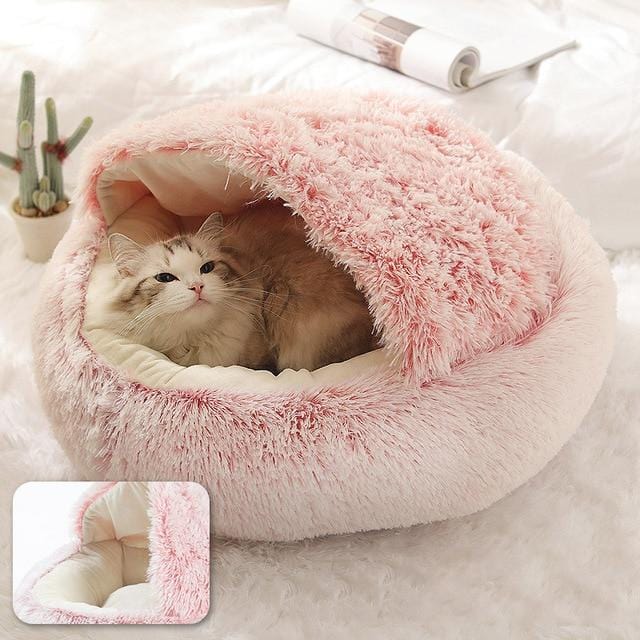 HOOPET neuen Stil Haustier Hund Katze Bett Runde Plüsch Katze warmes Bett Haus weich lange Plüsch Bett für kleine Hunde für Katzen Nest 2 in 1 Katzenbett - wirbe-welt.shop
