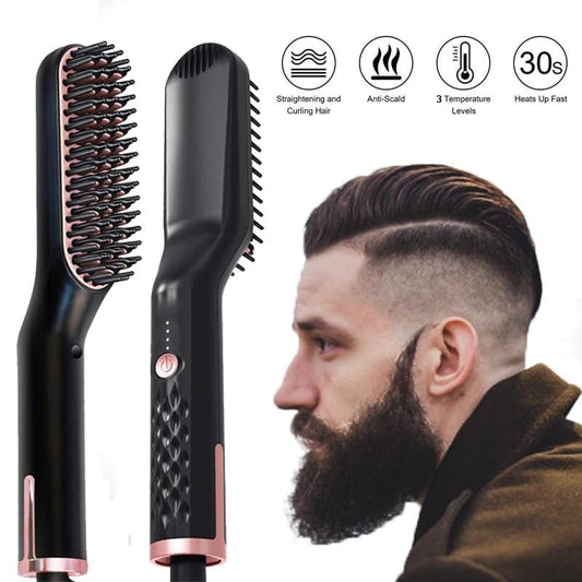 Männer Bartglätter Heißer Heizkamm Haarglätter Bürste Mutifunktionaler Haarkamm Glätteisen Haarglättungsbürste - wirbe-welt.shop
