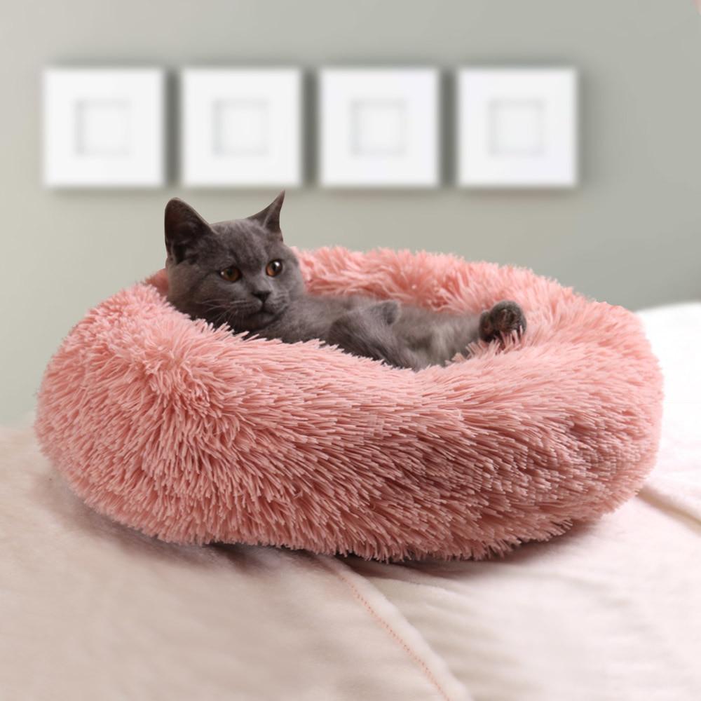 Katze Super Soft Long Plush Warm Mat Cute Lightweight Kennel Pet Sleeping Basket Bed Round Fluffy Comfortable Touch Pet Products - wirbe-welt.shop