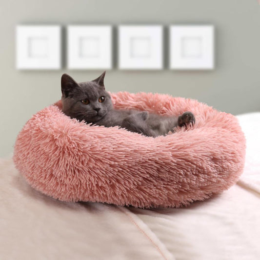 Katze Super Soft Long Plush Warm Mat Cute Lightweight Kennel Pet Sleeping Basket Bed Round Fluffy Comfortable Touch Pet Products - wirbe-welt.shop