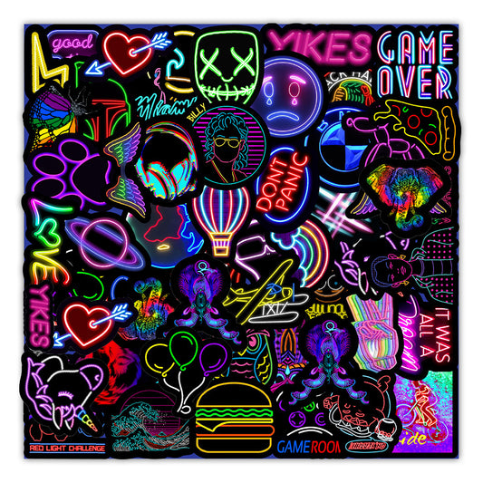 Aufkleber im Cartoon Stil, Neon Graffiti Aufkleber für Auto, Gitarre, Motorrad