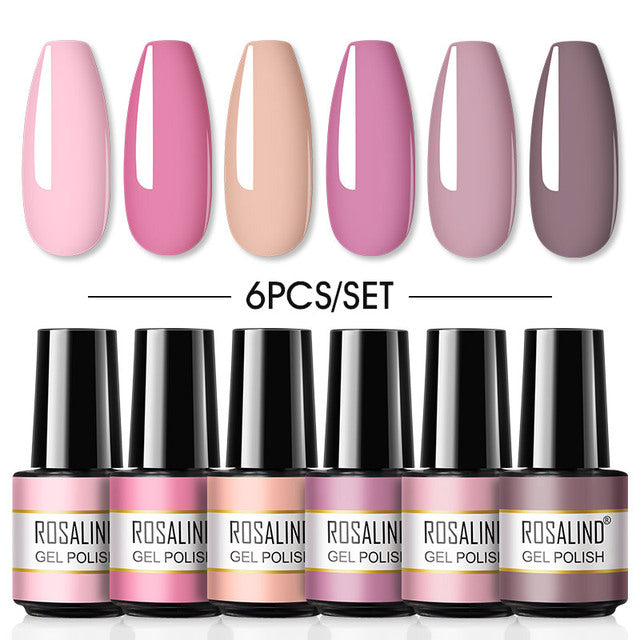 ROSALIND 7ML Gel Nail Polish Set 4/6PCS Vernis Semi Permanent Nail Polish Kit Summer Series Hybrid Varnishes All For Manicure