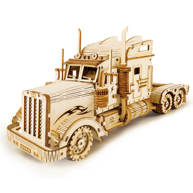 Holzmodelle - fahrbare DIY Bastel Modelle Zug, Rennwagen, Lastwagen, Jeep