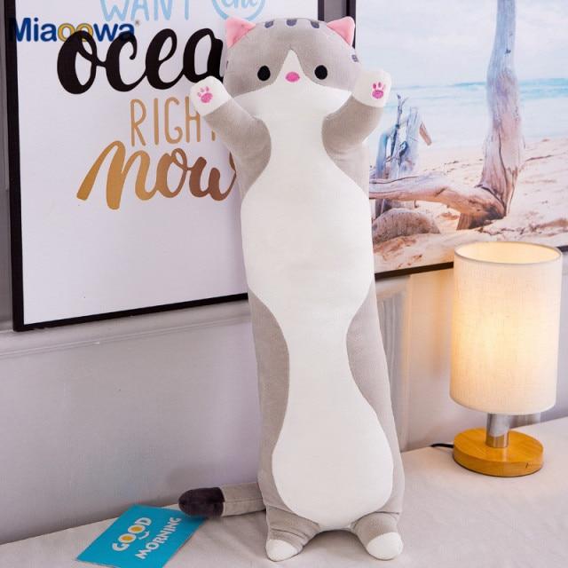 130 cm süße weiche lange Katze Kissen Plüschtiere gefüllt Pause Büro Nickerchen Kissen Bett Schlafkissen Wohnkultur Geschenk Puppe für Kinder Mädchen - wirbe-welt.shop