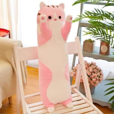 130 cm süße weiche lange Katze Kissen Plüschtiere gefüllt Pause Büro Nickerchen Kissen Bett Schlafkissen Wohnkultur Geschenk Puppe für Kinder Mädchen - wirbe-welt.shop