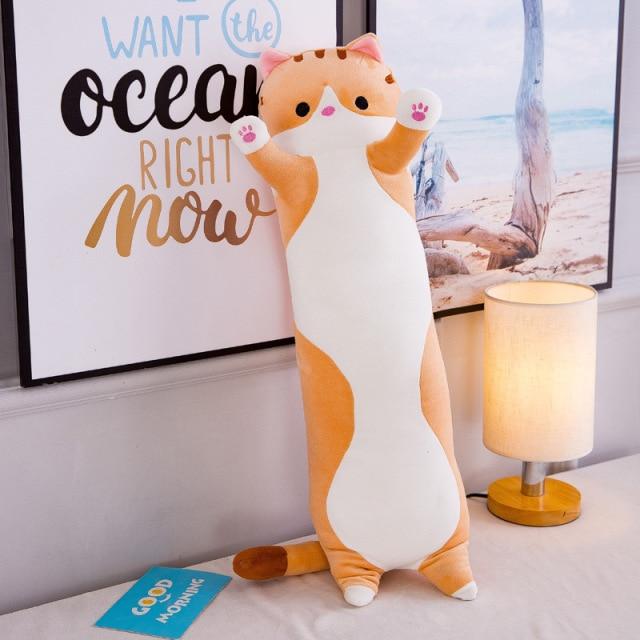 130 cm süße weiche lange Katze Kissen Plüschtiere gefüllt Pause Büro Nickerchen Kissen Bett Schlafkissen Wohnkultur Geschenk Puppe für Kinder Mädchen - wirbe-welt.shop