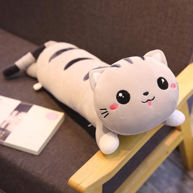 130 cm süße weiche lange Katze Kissen Plüschtiere gefüllt Pause Büro Nickerchen Kissen Bett Schlafkissen Wohnkultur Geschenk Puppe für Kinder Mädchen - wirbe-welt.shop