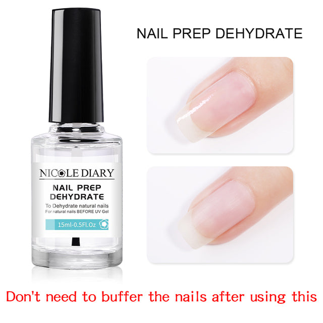 NICOLE DIAYR 15ML Nail Prep Dehydrator And Nail-Primers Set Long Lasting Air Dry Sterlization Liquid For Gel Polish Tool