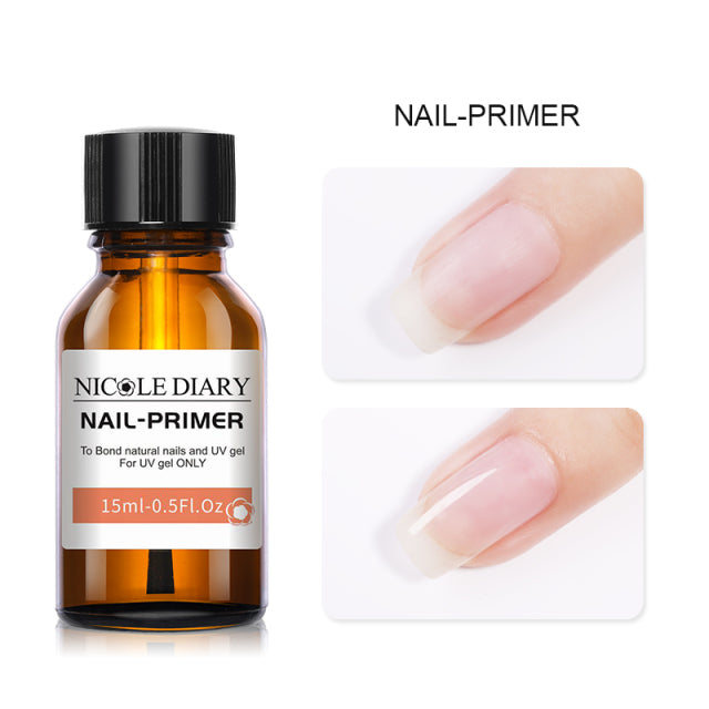 NICOLE DIAYR 15ML Nail Prep Dehydrator And Nail-Primers Set Long Lasting Air Dry Sterlization Liquid For Gel Polish Tool