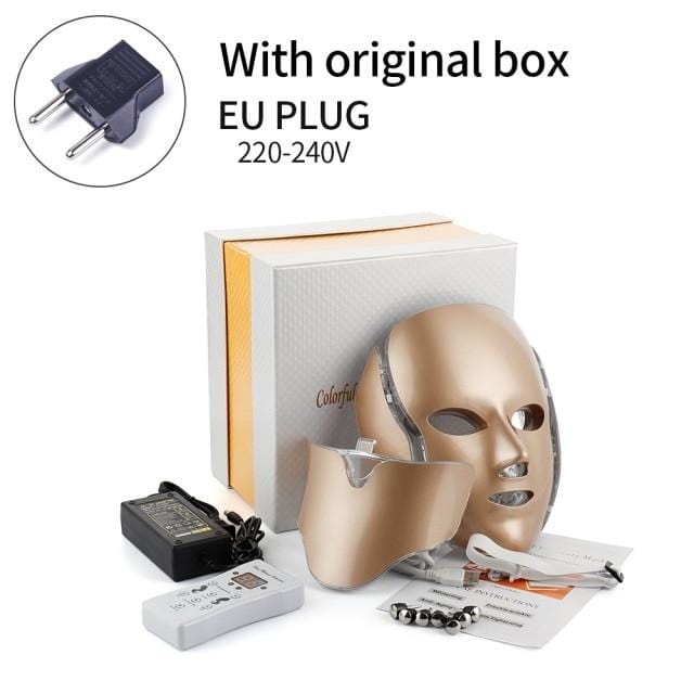 Foreverlily 7 Colors Light LED Facial Mask With Neck Skin Rejuvenation Face Care Treatment Beauty Anti Acne Therapy Whitening - wirbe-welt.shop