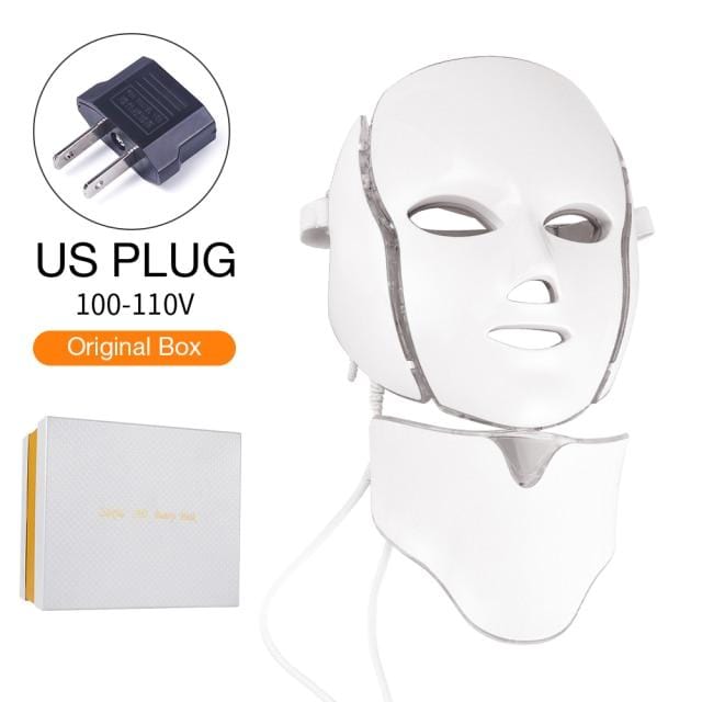 Foreverlily 7 Colors Light LED Facial Mask With Neck Skin Rejuvenation Face Care Treatment Beauty Anti Acne Therapy Whitening - wirbe-welt.shop