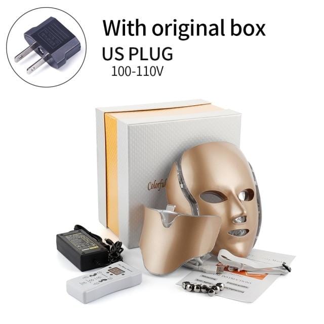 Foreverlily 7 Colors Light LED Facial Mask With Neck Skin Rejuvenation Face Care Treatment Beauty Anti Acne Therapy Whitening - wirbe-welt.shop