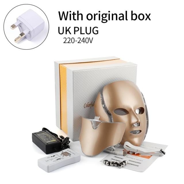 Foreverlily 7 Colors Light LED Facial Mask With Neck Skin Rejuvenation Face Care Treatment Beauty Anti Acne Therapy Whitening - wirbe-welt.shop