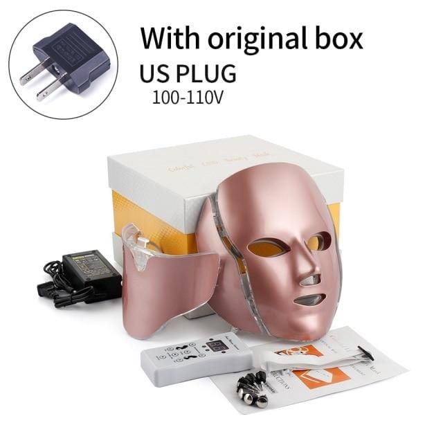 Foreverlily 7 Colors Light LED Facial Mask With Neck Skin Rejuvenation Face Care Treatment Beauty Anti Acne Therapy Whitening - wirbe-welt.shop