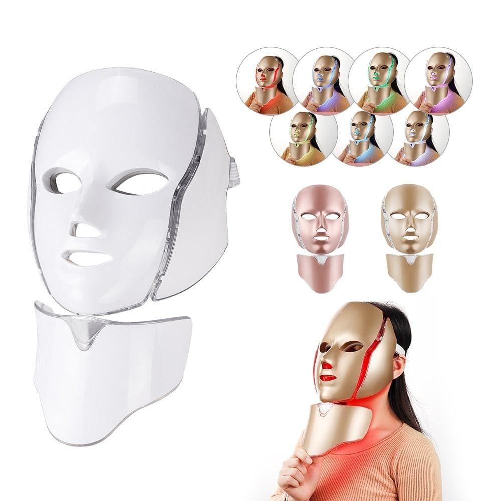 Foreverlily 7 Colors Light LED Facial Mask With Neck Skin Rejuvenation Face Care Treatment Beauty Anti Acne Therapy Whitening - wirbe-welt.shop