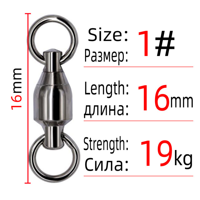 DNDYUJU 50/100pcs Heavy Duty Ball Bearing Fishing Connector Rolling Swivel Stainless Steel Solid Ring Fishing Accessories
