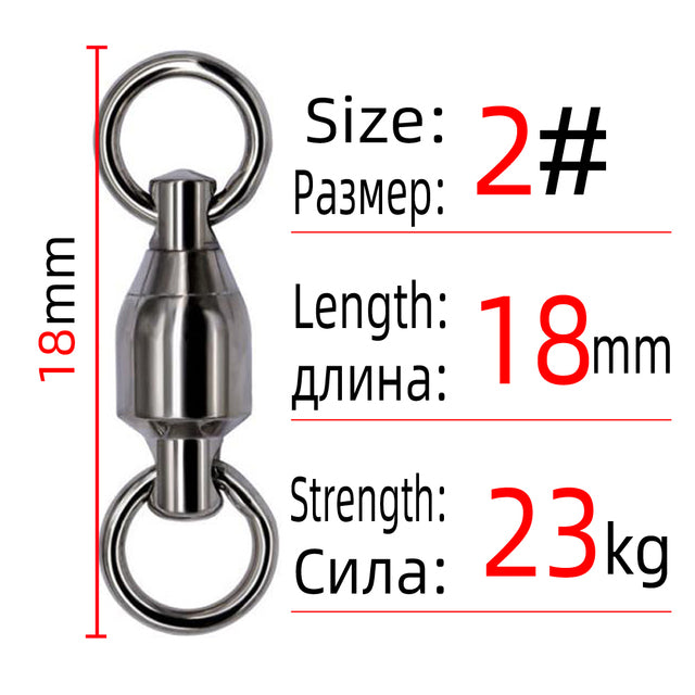 DNDYUJU 50/100pcs Heavy Duty Ball Bearing Fishing Connector Rolling Swivel Stainless Steel Solid Ring Fishing Accessories