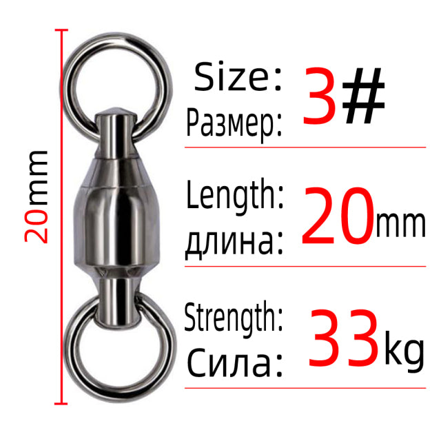 DNDYUJU 50/100pcs Heavy Duty Ball Bearing Fishing Connector Rolling Swivel Stainless Steel Solid Ring Fishing Accessories
