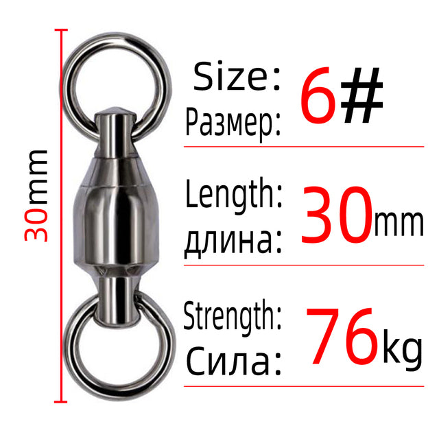 DNDYUJU 50/100pcs Heavy Duty Ball Bearing Fishing Connector Rolling Swivel Stainless Steel Solid Ring Fishing Accessories